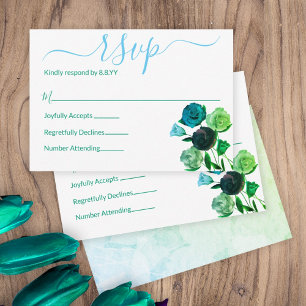 Carte conseil Rose RSVP bleu, vert, Turquoise