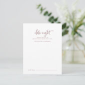 Carte Conseil Rose Rustique Gold Script Date Idée de nuit (Debout devant)