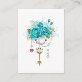 Carte Conseil Roses turquoise avec touches (Devant)