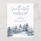 Carte Conseil Rustic Slate Gray Pine Trees Wedding Save the Date (Devant)