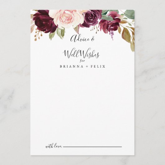 Carte Conseil Rustique Floral Botanique Floral Mariages (Devant)