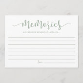 Carte Conseil Sage Green Script Mémoire préférée de la mariée (Devant)