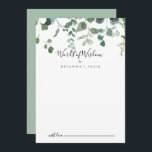 Carte Conseil Script Green Foliage Mariage Mots de sagesse<br><div class="desc">Ce script vert feuillage mariage mots de sagesse conseil carte est parfait pour un mariage moderne. Le design se compose d'aquarelle dessinée à la main d'élégantes branches d'eucalyptus botaniques et de feuilles, disposés en de beaux bouquets et motifs géométriques. Ces cartes sont parfaites pour un mariage, une douche nuptiale, un...</div>