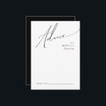 Carte Conseil Script minimaliste Whimsical | Mariage noir<br><div class="desc">Ce scénario minimaliste fantaisiste | black mariage carte conseil est parfait pour votre classique simple noir et blanc minimaliste mariage boho moderne. Le design se compose de calligraphie élégante, délicate et romantique écrite à la main et de typographie chic et formelle. Le look se marie bien avec n'importe quelle saison...</div>