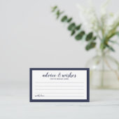 Carte Conseil Script moderne Marine Blue Mariage Conseils et sou (Debout devant)