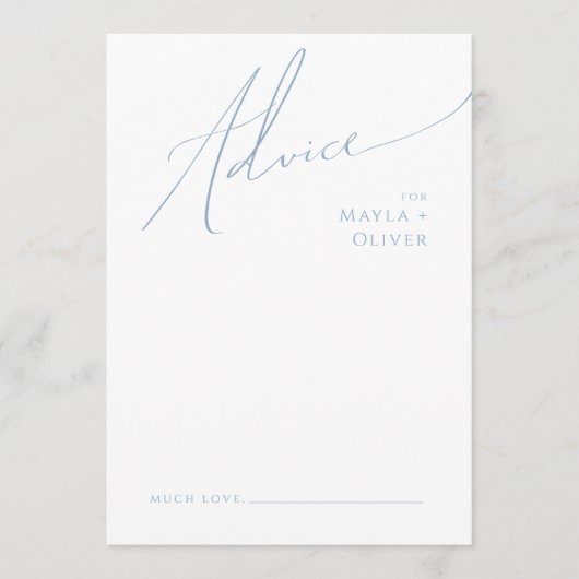 Carte Conseil Script Whimsical | Dusty Blue Mariage (Devant)