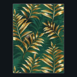 Carte Conseil Seamless pattern with golden ferns<br><div class="desc">Seamless pattern of gold,  jewelry,  shiny fern branches and leaves on green,  woodland,  textured background. Golden fern.</div>