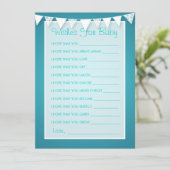 Carte Conseil Souhaits Baby shower Love Bunting Turquoise (Debout devant)