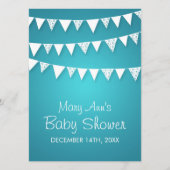 Carte Conseil Souhaits Baby shower Love Bunting Turquoise (Dos)