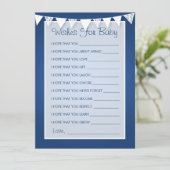 Carte Conseil Souhaits Pour Baby shower Amour Bleu (Debout devant)