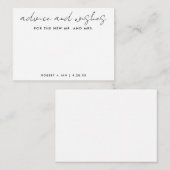 Carte Conseil Souhaits Pour Le Nouveau M. + Mme Mariage Minimali (Devant / Derrière)