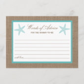 Carte Conseil Starfish Turquoise Baby shower de plage Burlap (Devant)