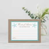 Carte Conseil Starfish Turquoise Baby shower de plage Burlap (Debout devant)