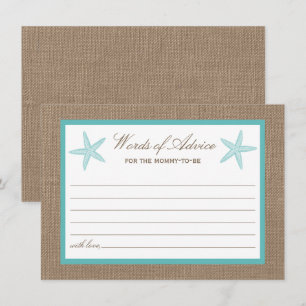 Carte Conseil Starfish Turquoise Baby shower de plage Burlap