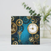 Carte Conseil Steampunk Arrière - plan turquoise avec Gears (Debout devant)
