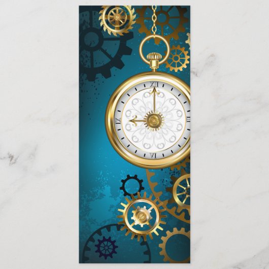 Carte Conseil Steampunk Arrière - plan turquoise avec Gears (Devant)