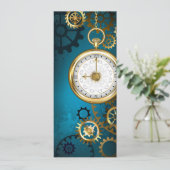 Carte Conseil Steampunk Arrière - plan turquoise avec Gears (Debout devant)