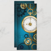 Carte Conseil Steampunk Arrière - plan turquoise avec Gears (Devant / Derrière)