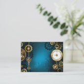 Carte Conseil Steampunk Arrière - plan turquoise avec Gears (Debout devant)