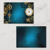 Carte Conseil Steampunk Arrière - plan turquoise avec Gears (Devant / Derrière)