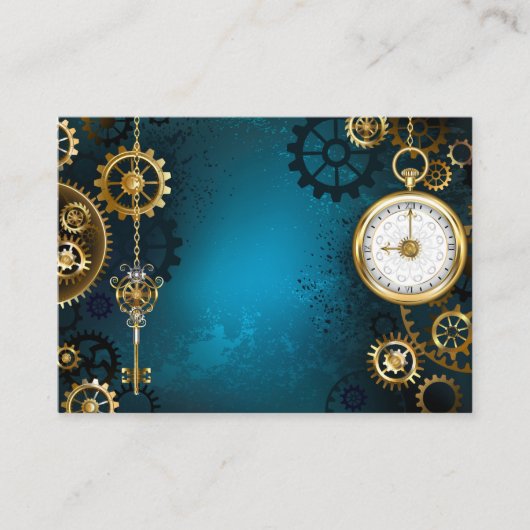 Carte Conseil Steampunk Arrière - plan turquoise avec Gears (Devant)