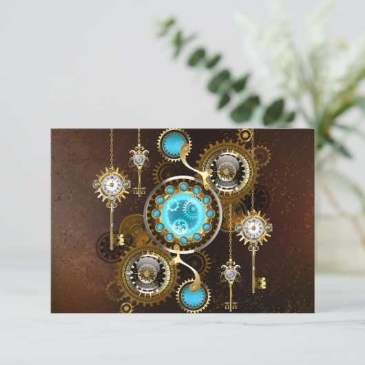 Carte Conseil Steampunk Rusty Background (Debout devant)