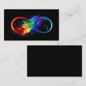 Carte Conseil Symbole d'infini avec plume arc-en-ciel (Devant / Derrière)