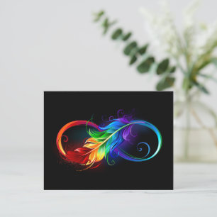 Carte Conseil Symbole d'infini avec plume arc-en-ciel