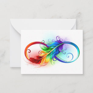 Carte Conseil Symbole d'infini avec plume arc-en-ciel