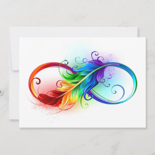 Carte Conseil Symbole d'infini avec plume arc-en-ciel