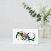 Carte Conseil Symbole d'infini avec Rose arc-en-ciel (Debout devant)