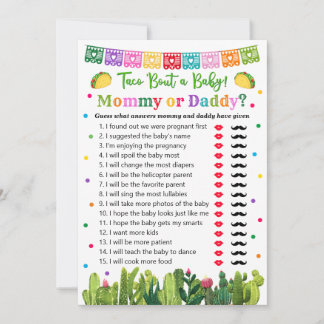Carte Conseil Taco Baby shower maman ou papa
