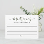 Carte Conseil Taupe Green Script Mémoire préférée de la mariée (Debout devant)