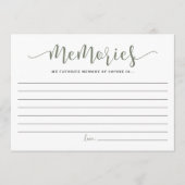 Carte Conseil Taupe Green Script Mémoire préférée de la mariée (Devant)