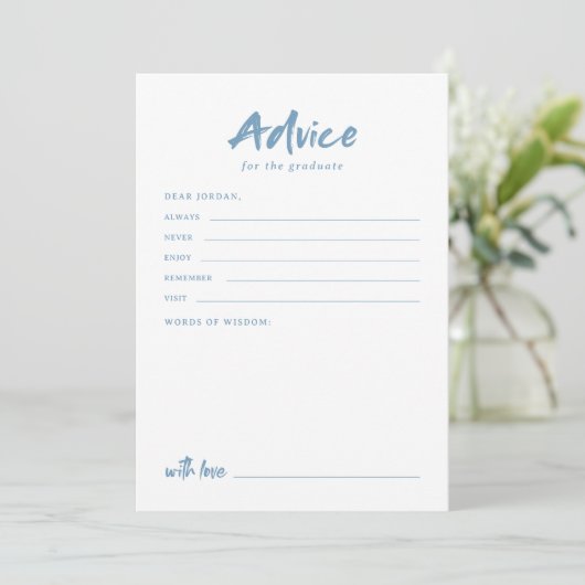 Carte Conseil Teal Simple Modern Brush Script Graduation (Debout devant)