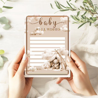 Carte Conseil Teddy Bear Baby Shower Well Wishes Advice Card
