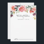 Carte Conseil Tropical Colorful Été Mariage Mots de sagesse<br><div class="desc">Cette carte de conseil de sagesse aux mots mariages et colorés d'été est parfaite pour un mariage moderne. Le design présente des fleurs élégantes illustrées blanches, roses, rousses, bordeaux et violettes disposées en de beaux bouquets avec feuillage vert. Ces cartes sont parfaites pour un mariage, une douche nuptiale, un baby...</div>