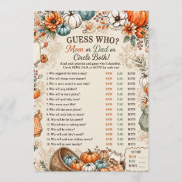 Carte Conseil Un jeu pour Baby Shower Un Petit Citrouille