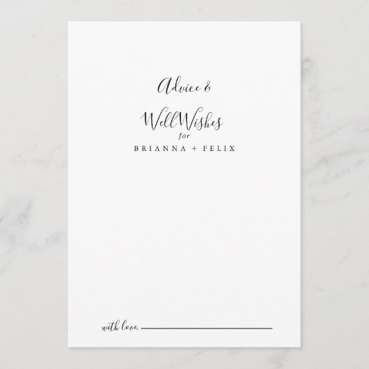 Carte Conseil Un Mariage minimaliste simple (Devant)