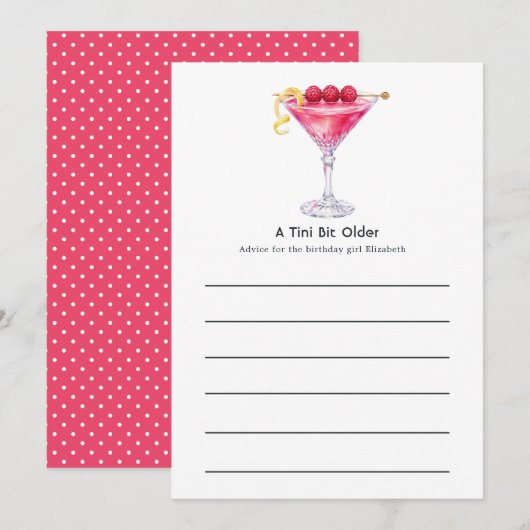 Carte Conseil Une fête d'anniversaire Martini Un Peu Plus Âgée (Devant / Derrière)