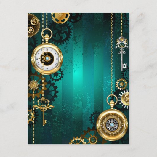 Carte Conseil Veille bijoux Steampunk sur un Arrière - plan vert (Devant)