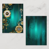 Carte Conseil Veille bijoux Steampunk sur un Arrière - plan vert (Devant / Derrière)