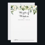 Carte Conseil Verdure Blanc Floral Mariages Mots de sagesse<br><div class="desc">Ce blanc verdoyant et floral mariage des mots de sagesse carte conseil est parfait pour un mariage rustique. Le design est doté d'élégantes pivoines blanches aquarelles avec feuillage vert. Ces cartes sont parfaites pour un mariage, une douche nuptiale, un baby shower, une fête de remise de diplômes et plus encore....</div>