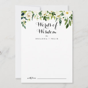 Carte Conseil Verdure Blanc Floral Mariages Mots de sagesse