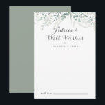 Carte Conseil Verdure minimaliste Eucalyptus Mariages bien souha<br><div class="desc">Cette carte de conseil minimaliste de verdure à l'eucalyptus mariage est parfaite pour un mariage rustique. Le design comprend des feuilles d'eucalyptus verts et élégants à l'aquarelle. Ces cartes sont parfaites pour un mariage, une douche nuptiale, un baby shower, une fête de remise de diplômes et plus encore. Personnalisez les...</div>