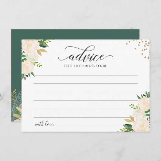 Carte Conseil Vert d'ivoire or fleurie Verdure Mots de (Devant / Derrière)