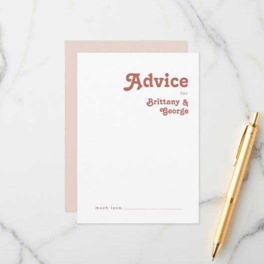 Carte Conseil Vibes rétro simples | Mariage rose pâle (Devant/Arrière en situation)