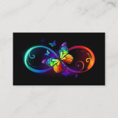 Carte Conseil Vibrant infinity with rainbow butterfly on black (Devant)