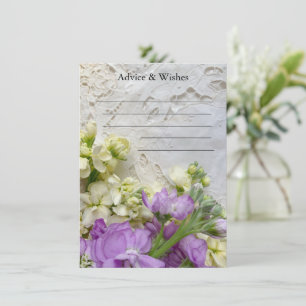 Carte Conseil Vieux dentelle avec fleurs violettes et blanches m