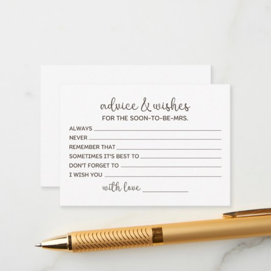 Carte Conseil Vœux de bonheur pour la future mariée (Devant/Arrière en situation)